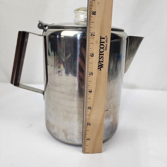 Stainless Steel 18/8 12-Cup Camping Coffee Percolator Non-Electric Wood Handle - Picture 12 of 12